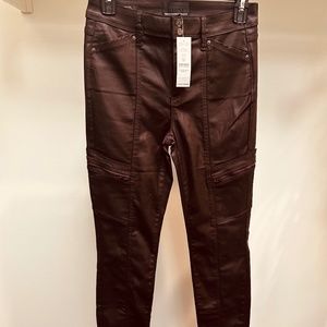 High-rise Skinny Costed Cargo Jeans in Cabernet